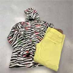 【美品】スノーウェア レディース ゼブラ柄ジャケット イエローパンツ 2点セット