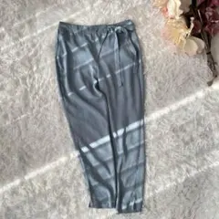 ZARA BASICテーパードパンツ　スラックス（X S）水色系　ウエストリボン