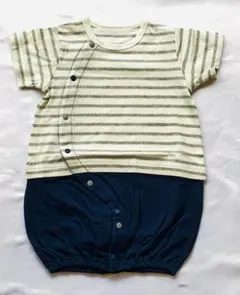 【新品】【ベビー５０～６０】【送料込み】千趣会　半袖ロンパース　グレーボーダー