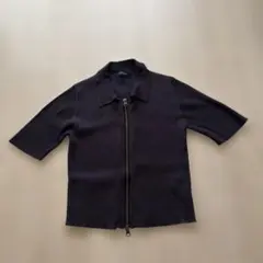 JEANASIS ジップアップ 半袖 リブニット ポロシャツ