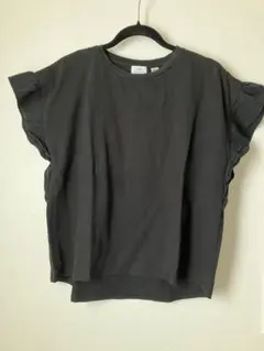 coen USAコットン フリル袖 Tシャツ ブラック Lサイズのサムネイル