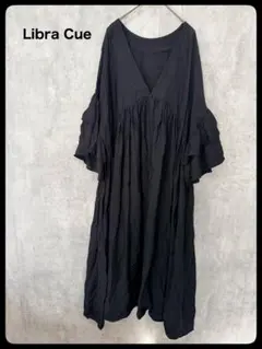 Libra Cue フリルスリーブ2way カフタンワンピース　ロングワンピース