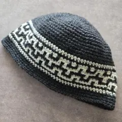 手編み 幾何学模様 ビーニー クロシェハット バケットハット ニット帽 大きめ