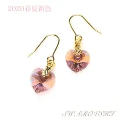 スワロフスキー・クリスタル　ライトアメジストシマーのハートピアス