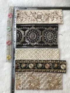 インド刺繍リボン⭐︎約15cm×5本　おまけ1本　はぎれ　ハギレセット1-28②