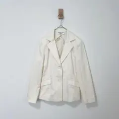 ハナエモリ HANAE MORI　テーラードジャケット　綿　羽織　アイボリーのサムネイル