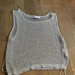 ZARA メッシュ編みノースリーブトップス S
