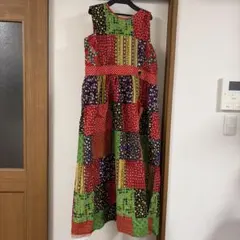 着物リメイクワンピース 刺繍 赤黒 マキシ丈 ゆるダボワンピ - メルカリ