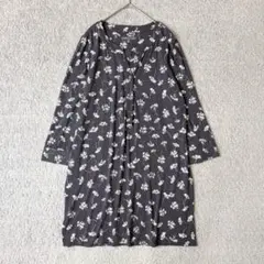 ローラアシュレイ　花柄　チュニック　ワンピース　グレー系　ルーマニア製 M相当