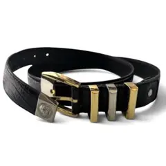 GIANNI VERSACE 本革 レザーベルト メデューサ ブラック 3連 - メルカリ