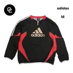 adidas アディダス 厚手 ピステ ウィンドブレーカー 裏フリース 黒赤 M