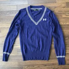 美品　アンダーアーマーゴルフ　ニット　SM/P ネイビー　レディース用