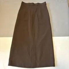 ナノユニバース タイトスカート ロング ブラウン 前スリット Lサイズ