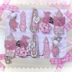 ♥現品♥ネイルチップ キラキラ ゴテゴテ ピンク 量産型 地雷系 ロングネイル