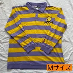 未使用《バースデイ/ディズニー》プーさん 長袖Tシャツ 黄色 紫 ボーダー M
