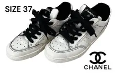 シャネル レザー バックロゴ ローカット スニーカー シューズ 24cm