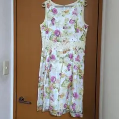 スーパービューティーフラワープリント ノースリーブ ワンピース40size