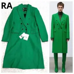 【新品 タグ付き】ZARA　マンテコ　ザラ　ダブルチェスター　緑　コート