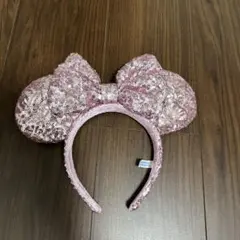 ディズニー　カチューシャ　ミニー　ピンク　スパンコール