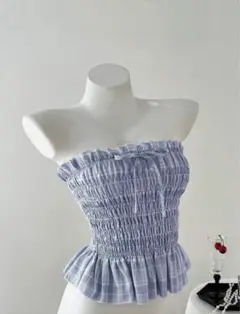 Elamini ウィメンズ ノースリーブ リボン タイト クロップトップ