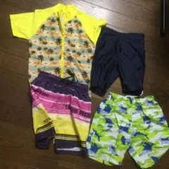 男の子　水着4点セット　上120が1点下120が2点下110が1点