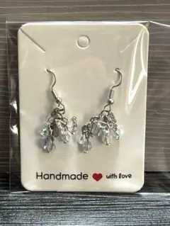 ハンドメイド クリスタルピアス 蝶々ピアス