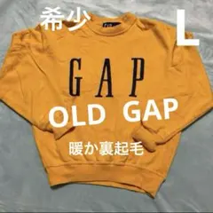 希少90's OLD GAP 暖か裏起毛トレーナー 刺繍ロゴ　紺タグ　Lサイズ