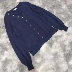 ensuite エンスウィート（M）カーディガン ボタン ネイビー きれいめ