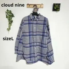 美品 cloud nine ウール混 ネルシャツ【L】チェック Aライン 暖か