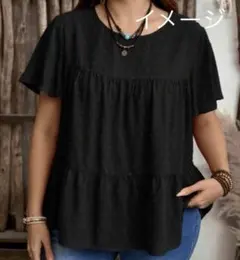 SHEIN《EMERYROSE》水玉フレアチュニック★2XL★ブラック★新品★のサムネイル