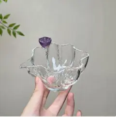 花型ガラスボウル 紫色アクセント