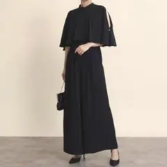 極美品✨エンフォルド 23SS 洗える ケープスリーブドレス 38 黒 日本製
