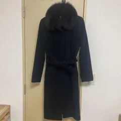 組曲　ウール 黒 ロングコート ファー襟付き　Mサイズ