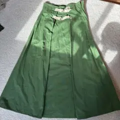 Ray BEAMS グリーン ハイウエストロングスカート
