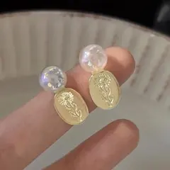 s925ポスト　バラ　人魚姫　パール　ピアス