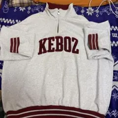 KEBOZ ハーフジップ スウェット グレー 刺繍ロゴ ビッグロゴ XLサイズ