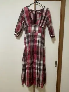 週末セール　Andemiu チェック柄ロングワンピース