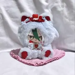 ハンドメイド 着ぐるみ おすわりぬい服 推し活 水色 赤 さくらんぼ d286