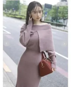 snidel スナイデル　スリットショールオフショルワンピース