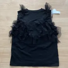 MURUA フリル付きブラックノースリーブ スリーブレス タンクトップ 黒 新品