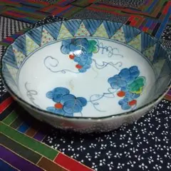 《未使用品》有田【嘉山窯】輪花鉢♢染付色絵♢吉祥文様煮物鉢のサムネイル