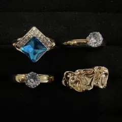 ヴィンテージデザインアクセサリーリング指輪ゴールドカラーストーン遺品整理生前整理