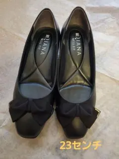 DIANA WELL FIT　ブラック 黒色 フラットシューズ　23センチ