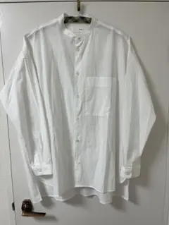 HUIS 015 コードレーンバンドカラーオーバーシャツ 白 新品 遠州織物