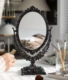 【新品】ビンテージ風卓上ミラー　　ブラック