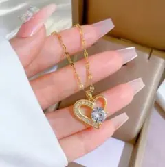 サージカルステンレス ゴ czダイヤ ネックレス 【新作】ハート✨柱ジルコニア✨