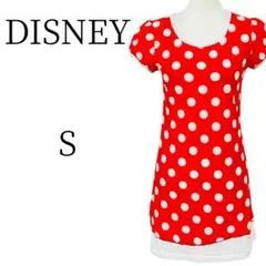 ★美品 DISNEY ディズニー ミニーマウス 赤 ひざ丈 ワンピース Sのサムネイル