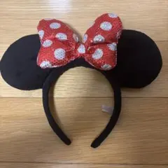 ミニーマウス風 耳カチューシャ 黒と赤の水玉