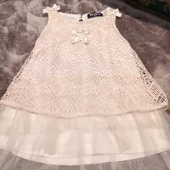 01 ノースリーブ　フォーマル　ワンピース　レース　リボン　チュール　95ｃｍ