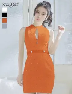 sugar オレンジ ノースリーブドレス S